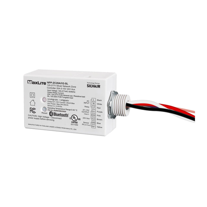 Maxlite 112636 Silvair Network 120-277V Zone Controller 20A 0-10V Dimming 24V Auxiliary (NPP-ZC20A/V2-SL)