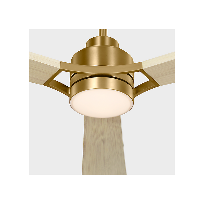 Generation Lighting Trillium Smart 60 Inch LED Ceiling Fan Burnished Brass Finish Washed White Oak Blades (3TRLSM60BBSWWOD)