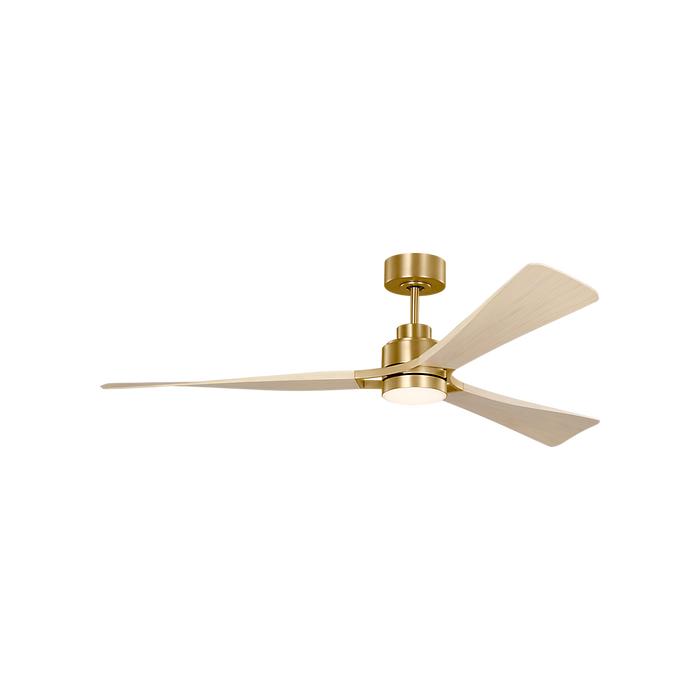 Generation Lighting Trillium Smart 60 Inch LED Ceiling Fan Burnished Brass Finish Washed White Oak Blades (3TRLSM60BBSWWOD)