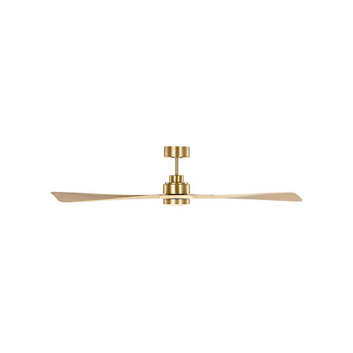 Generation Lighting Trillium Smart 60 Inch LED Ceiling Fan Burnished Brass Finish Washed White Oak Blades (3TRLSM60BBSWWOD)