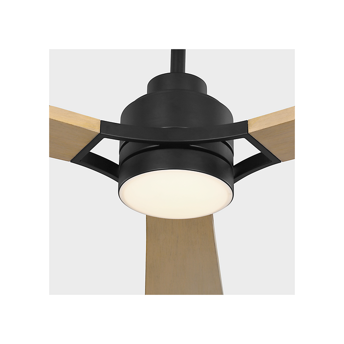 Generation Lighting Trillium Smart 60 Inch LED Ceiling Fan Midnight Black Finish Natural Honey Blades (3TRLSM60MBKNHD)