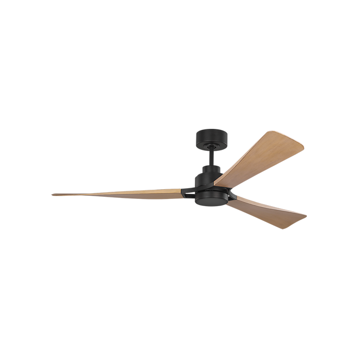 Generation Lighting Trillium Smart 60 Inch LED Ceiling Fan Midnight Black Finish Natural Honey Blades (3TRLSM60MBKNHD)