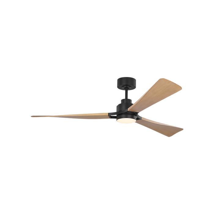 Generation Lighting Trillium Smart 60 Inch LED Ceiling Fan Midnight Black Finish Natural Honey Blades (3TRLSM60MBKNHD)