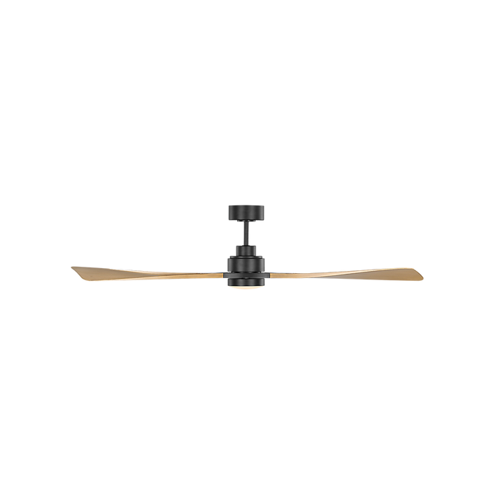Generation Lighting Trillium Smart 60 Inch LED Ceiling Fan Midnight Black Finish Natural Honey Blades (3TRLSM60MBKNHD)