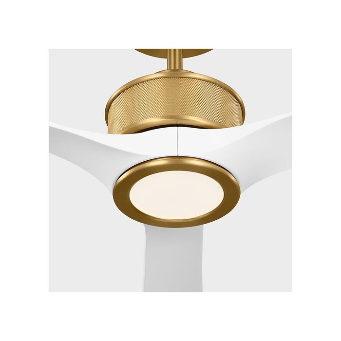 Generation Lighting Reese Smart 52 Inch LED Ceiling Fan Burnished Brass Finish Matte White Blades (3RSESM52BBSRZWD)