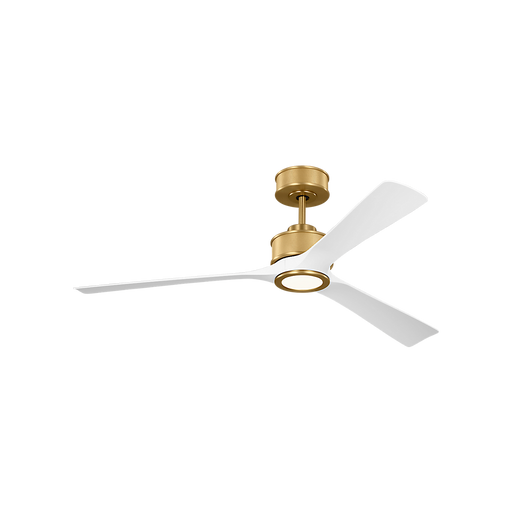 Generation Lighting Reese Smart 52 Inch LED Ceiling Fan Burnished Brass Finish Matte White Blades (3RSESM52BBSRZWD)