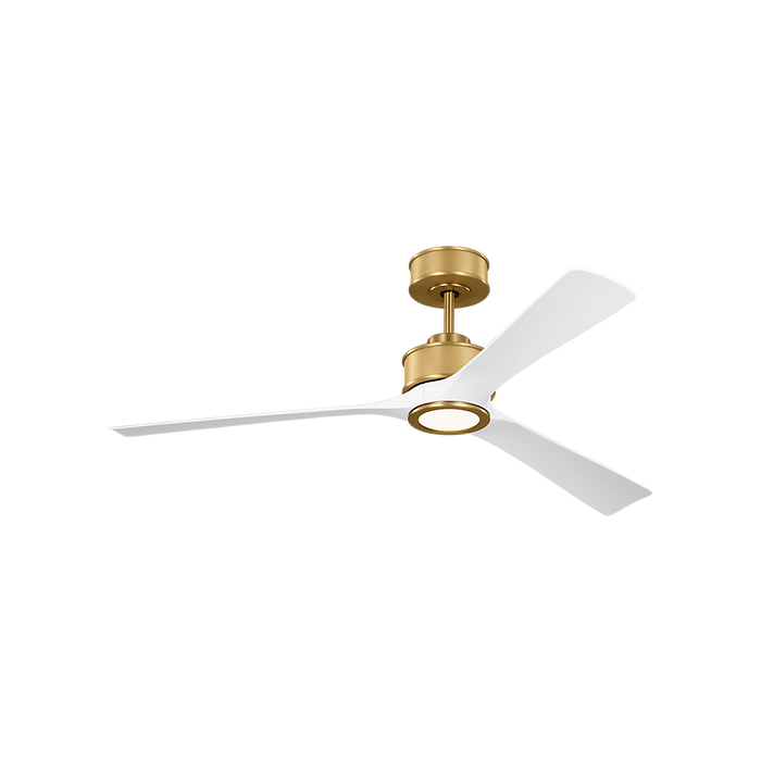 Generation Lighting Reese Smart 52 Inch LED Ceiling Fan Burnished Brass Finish Matte White Blades (3RSESM52BBSRZWD)