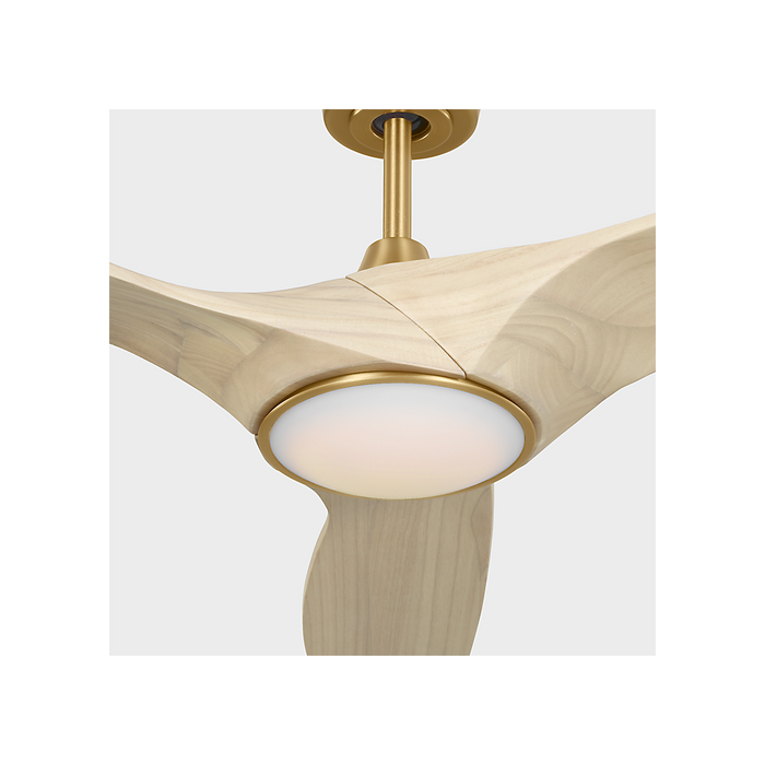 Generation Lighting Selen Smart 52 Inch LED Ceiling Fan Burnished Brass Finish Washed White Oak Blades (3SLNSM52BBSWWOD)