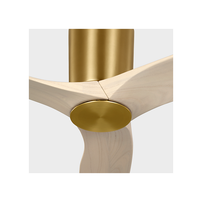 Generation Lighting Seyra Smart 44 Inch Hugger LED Ceiling Fan Burnished Brass Finish Washed White Oak Blades (3SYRHSM44BBSWWOD)
