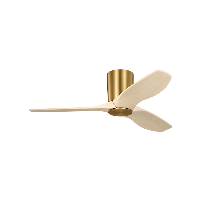 Generation Lighting Seyra Smart 44 Inch Hugger LED Ceiling Fan Burnished Brass Finish Washed White Oak Blades (3SYRHSM44BBSWWOD)