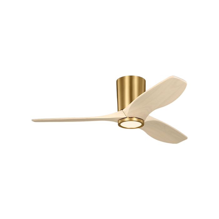 Generation Lighting Seyra Smart 44 Inch Hugger LED Ceiling Fan Burnished Brass Finish Washed White Oak Blades (3SYRHSM44BBSWWOD)
