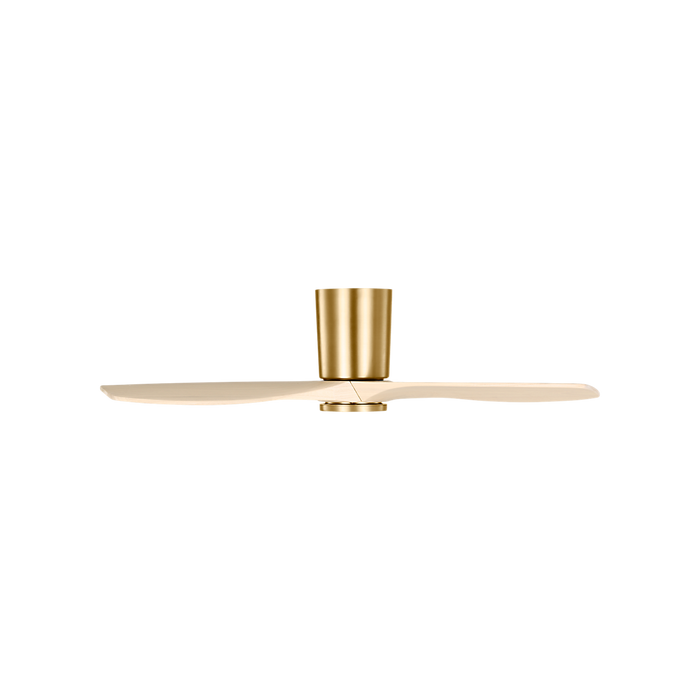 Generation Lighting Seyra Smart 44 Inch Hugger LED Ceiling Fan Burnished Brass Finish Washed White Oak Blades (3SYRHSM44BBSWWOD)