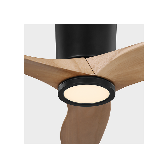 Generation Lighting Seyra Smart 44 Inch Hugger LED Ceiling Fan Midnight Black Finish Natural Honey Blades (3SYRHSM44MBKNHD)