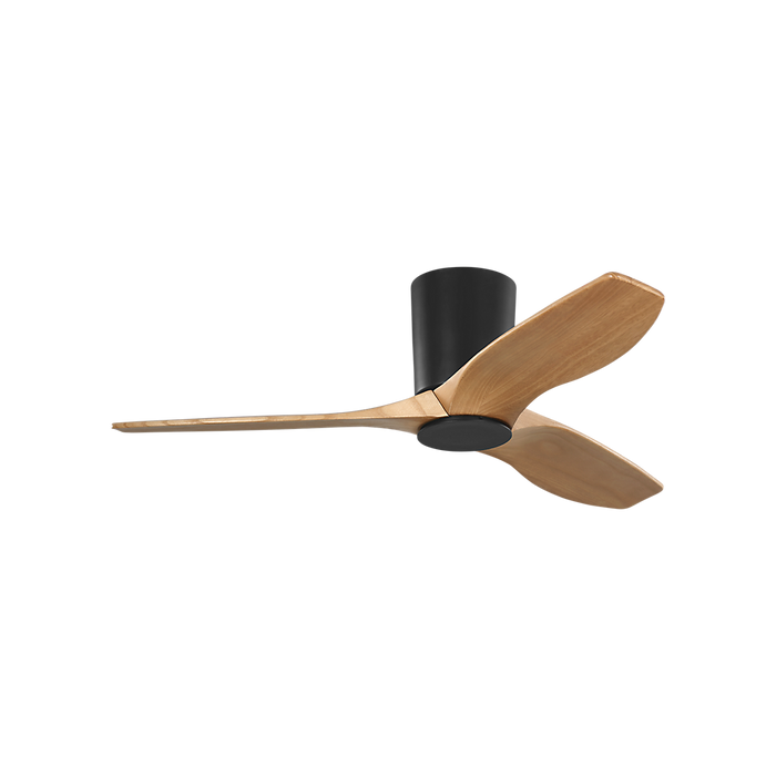 Generation Lighting Seyra Smart 44 Inch Hugger LED Ceiling Fan Midnight Black Finish Natural Honey Blades (3SYRHSM44MBKNHD)