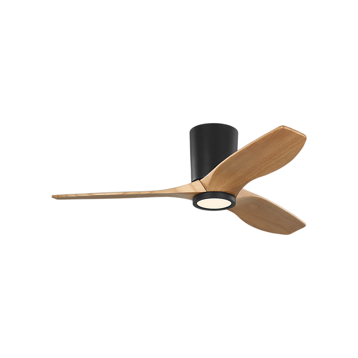 Generation Lighting Seyra Smart 44 Inch Hugger LED Ceiling Fan Midnight Black Finish Natural Honey Blades (3SYRHSM44MBKNHD)