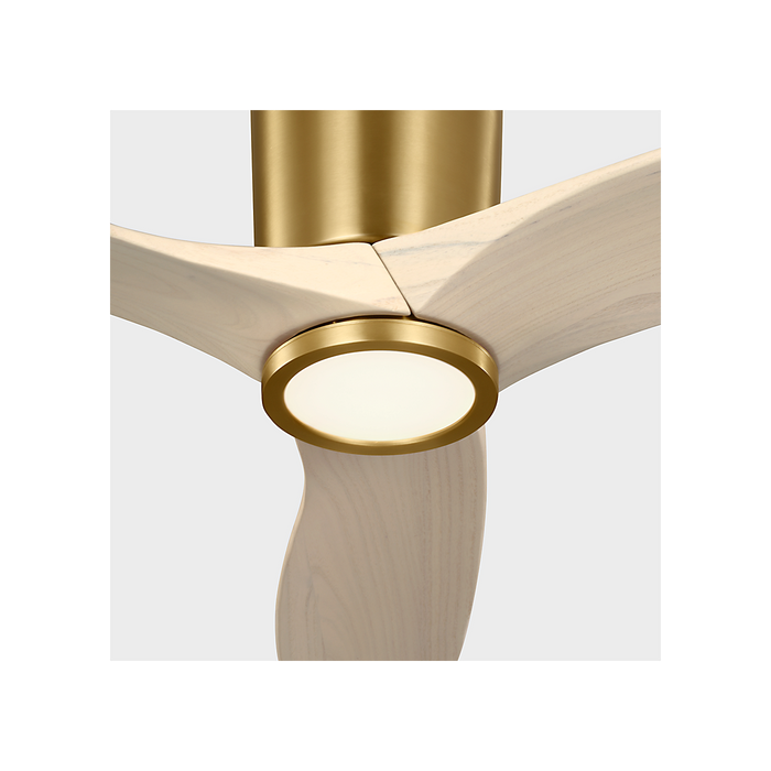 Generation Lighting Seyra Smart 52 Inch Hugger LED Ceiling Fan Burnished Brass Finish Washed White Oak Blades (3SYRHSM52BBSWWOD)