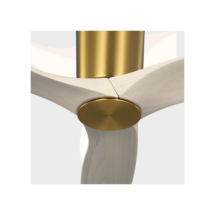 Generation Lighting Seyra Smart 52 Inch Hugger LED Ceiling Fan Burnished Brass Finish Washed White Oak Blades (3SYRHSM52BBSWWOD)
