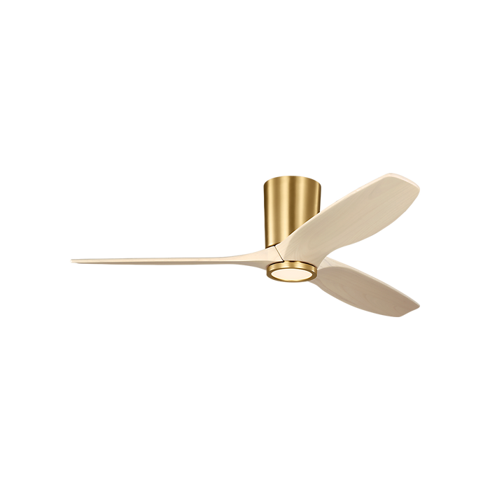 Generation Lighting Seyra Smart 52 Inch Hugger LED Ceiling Fan Burnished Brass Finish Washed White Oak Blades (3SYRHSM52BBSWWOD)
