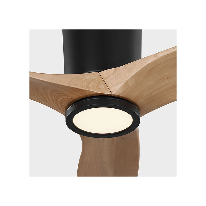 Generation Lighting Seyra Smart 52 Inch Hugger LED Ceiling Fan Midnight Black Finish Natural Honey Blades (3SYRHSM52MBKNHD)