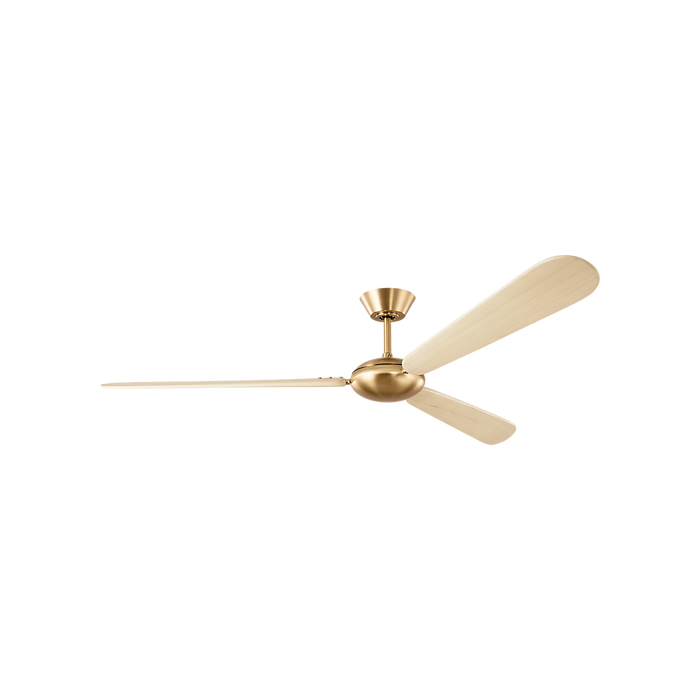 Generation Lighting Pod Smart 64 Ceiling Fan Burnished Brass Finish Washed White Oak Blades (3PODSM64BBSWWO)