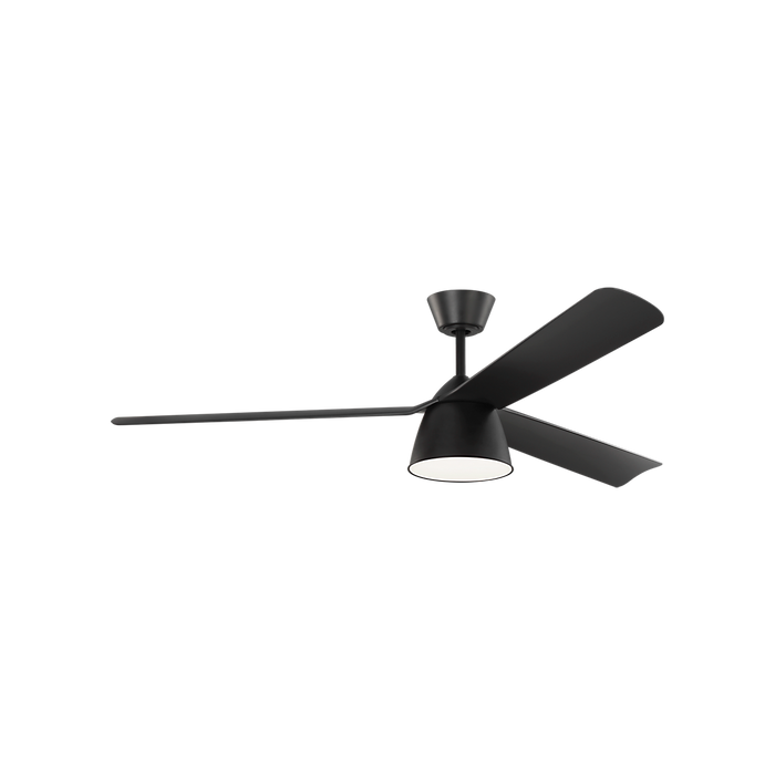 Generation Lighting Studio Smart 60 Inch LED Ceiling Fan Matte Black Finish Midnight Black Blades (3STUSM60MBKD)