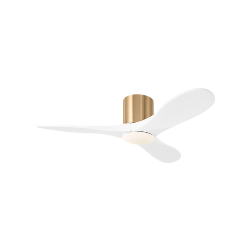 Generation Lighting Maverick Smart 44 Inch Hugger LED Ceiling Fan Burnished Brass Finish Matte White Blades (3MAVHSM44BBSRZWD)