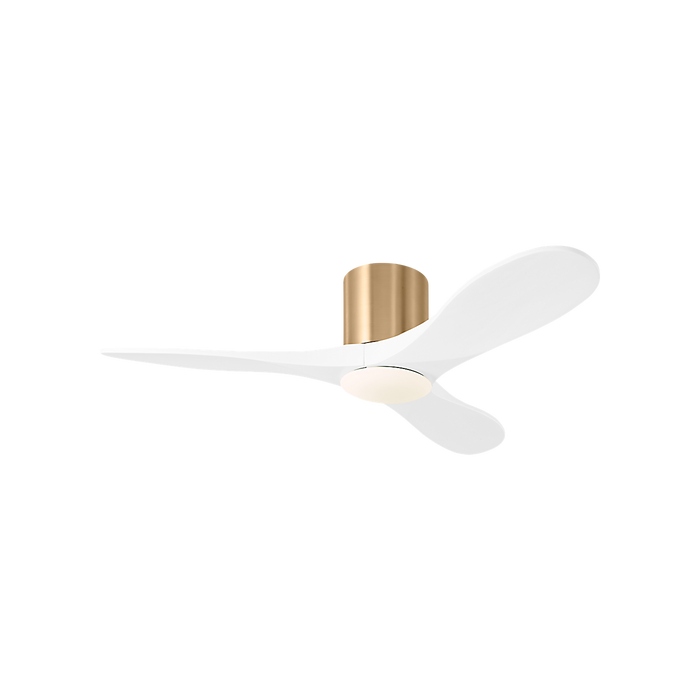 Generation Lighting Maverick Smart 44 Inch Hugger LED Ceiling Fan Burnished Brass Finish Matte White Blades (3MAVHSM44BBSRZWD)