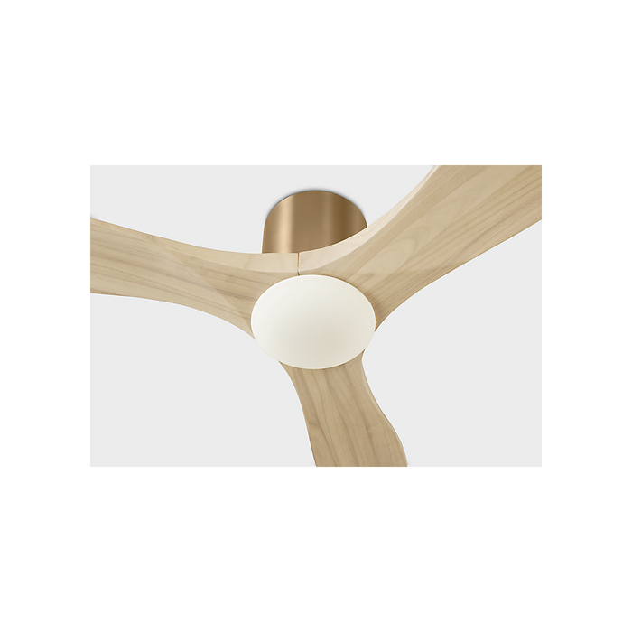 Generation Lighting Maverick Smart 44 Inch Hugger LED Ceiling Fan Burnished Brass Finish Washed White Oak Blades (3MAVHSM44BBSWWOD)