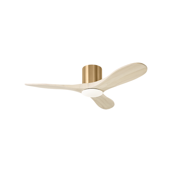 Generation Lighting Maverick Smart 44 Inch Hugger LED Ceiling Fan Burnished Brass Finish Washed White Oak Blades (3MAVHSM44BBSWWOD)