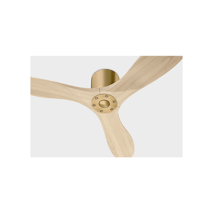 Generation Lighting Maverick Smart 44 Inch Hugger Ceiling Fan Burnished Brass Finish Washed White Oak Blades (3MAVHSM44BBSWWO)