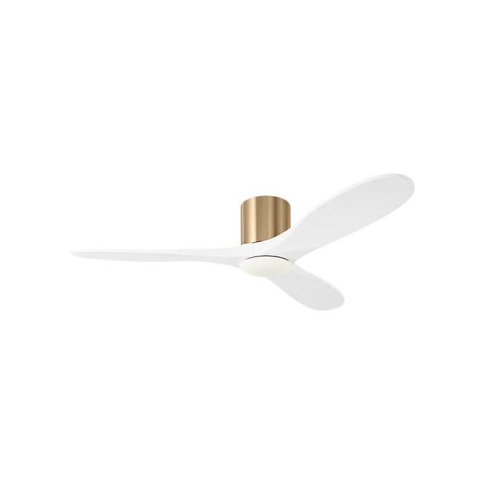 Generation Lighting Maverick Smart 52 Inch Hugger LED Ceiling Fan Burnished Brass Finish Matte White Blades (3MAVHSM52BBSRZWD)