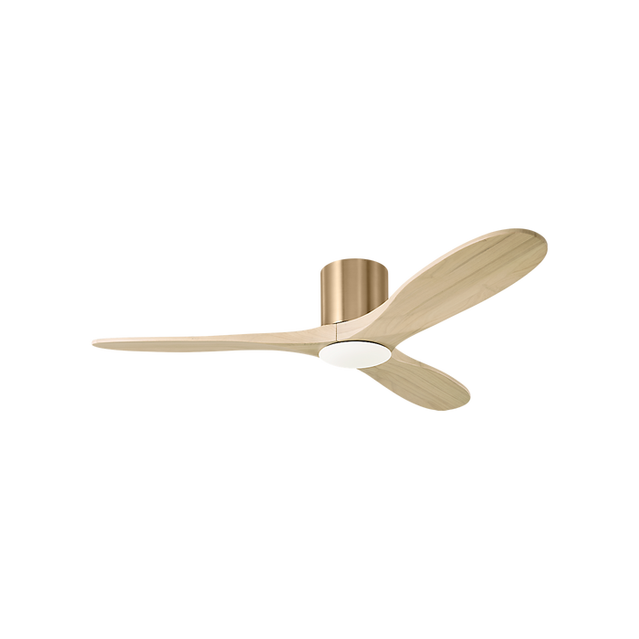 Generation Lighting Maverick Smart 52 Inch Hugger LED Ceiling Fan Burnished Brass Finish Washed White Oak Blades (3MAVHSM52BBSWWOD)