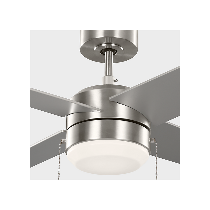 Generation Lighting Loni 52 Inch LED Pull Chain Ceiling Fan Brushed Steel Finish American Walnut Blades (4LNI52BSAWD)