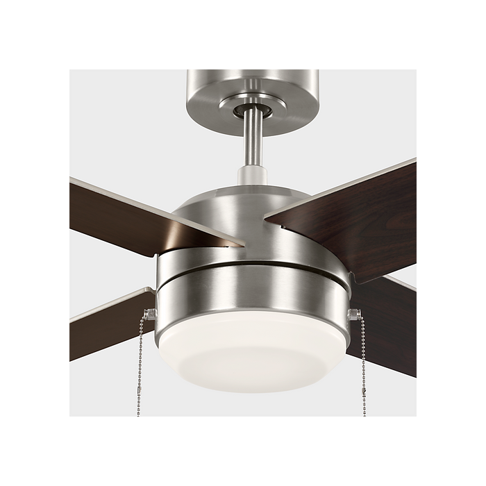 Generation Lighting Loni 52 Inch LED Pull Chain Ceiling Fan Brushed Steel Finish American Walnut Blades (4LNI52BSAWD)