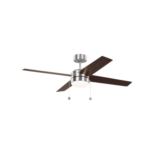 Generation Lighting Loni 52 Inch LED Pull Chain Ceiling Fan Brushed Steel Finish American Walnut Blades (4LNI52BSAWD)