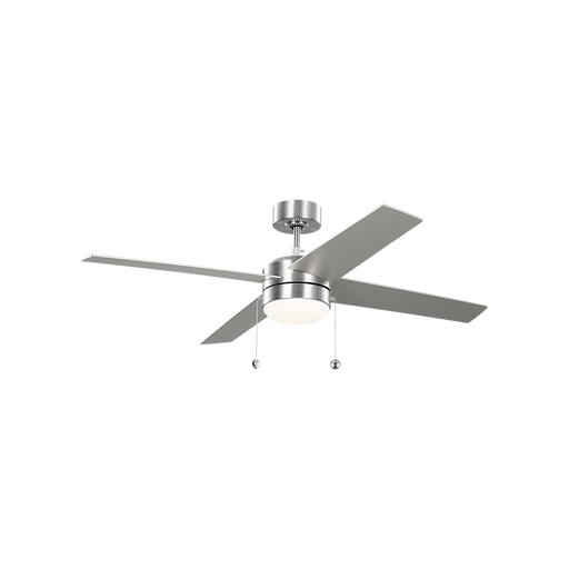 Generation Lighting Loni 52 Inch LED Pull Chain Ceiling Fan Brushed Steel Finish American Walnut Blades (4LNI52BSAWD)