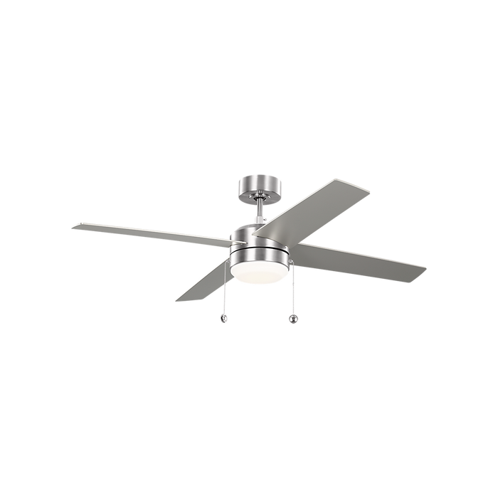 Generation Lighting Loni 52 Inch LED Pull Chain Ceiling Fan Brushed Steel Finish American Walnut Blades (4LNI52BSAWD)