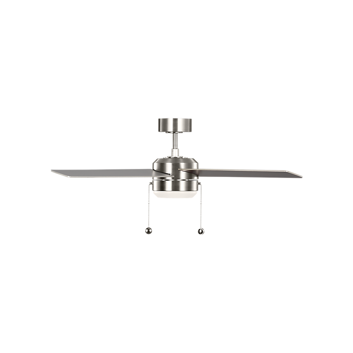 Generation Lighting Loni 52 Inch LED Pull Chain Ceiling Fan Brushed Steel Finish American Walnut Blades (4LNI52BSAWD)