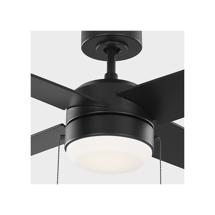 Generation Lighting Loni 52 Inch LED Pull Chain Ceiling Fan Midnight Black Finish American Walnut Blades (4LNI52MBKAWD)