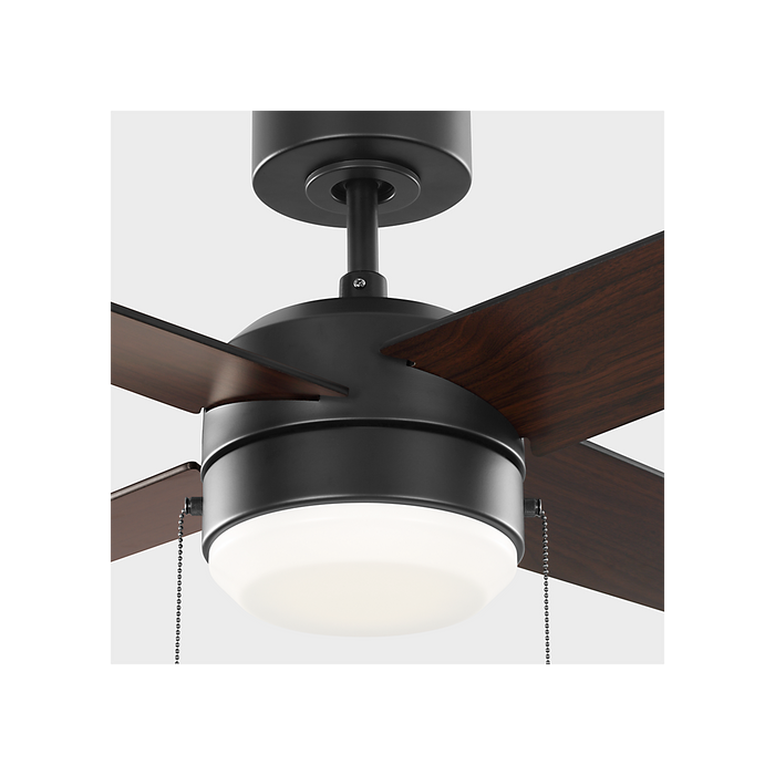 Generation Lighting Loni 52 Inch LED Pull Chain Ceiling Fan Midnight Black Finish American Walnut Blades (4LNI52MBKAWD)