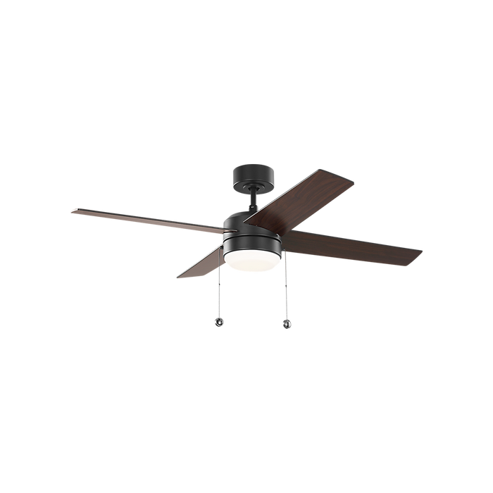 Generation Lighting Loni 52 Inch LED Pull Chain Ceiling Fan Midnight Black Finish American Walnut Blades (4LNI52MBKAWD)