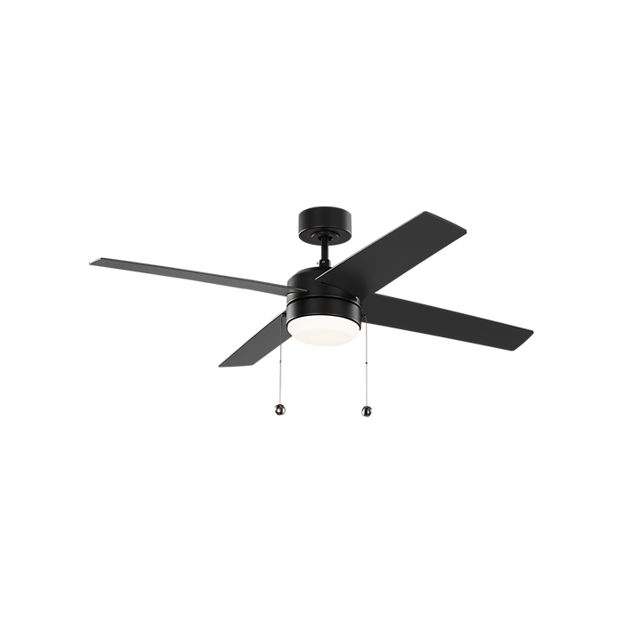 Generation Lighting Loni 52 Inch LED Pull Chain Ceiling Fan Midnight Black Finish American Walnut Blades (4LNI52MBKAWD)
