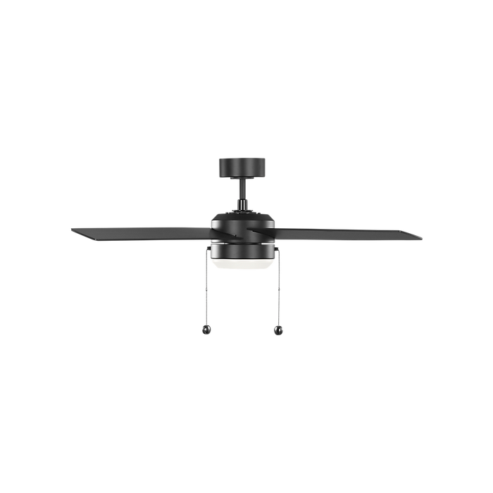 Generation Lighting Loni 52 Inch LED Pull Chain Ceiling Fan Midnight Black Finish American Walnut Blades (4LNI52MBKAWD)