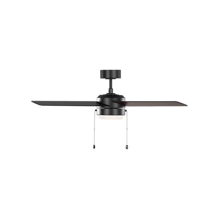 Generation Lighting Loni 52 Inch LED Pull Chain Ceiling Fan Midnight Black Finish American Walnut Blades (4LNI52MBKAWD)