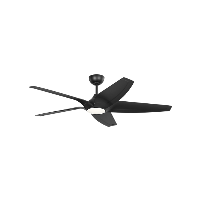 Generation Lighting Dellwood Coastal Smart 56 Inch LED Ceiling Fan Midnight Black Finish Midnight Black Blades (5DLWCSM56MBKD)