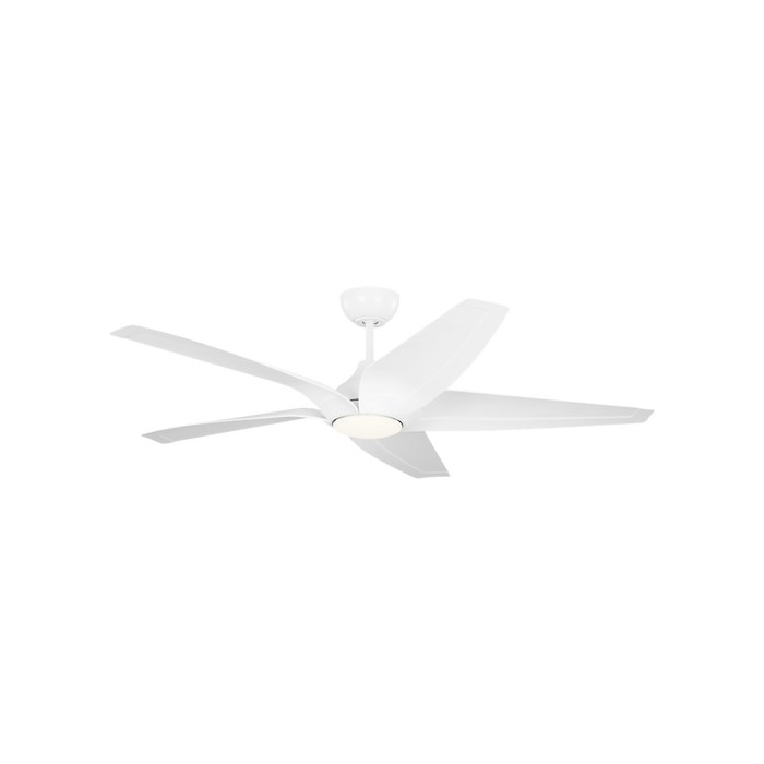 Generation Lighting Dellwood Coastal Smart 56 Inch LED Ceiling Fan Matte White Finish Matte White Blades (5DLWCSM56RZWD)