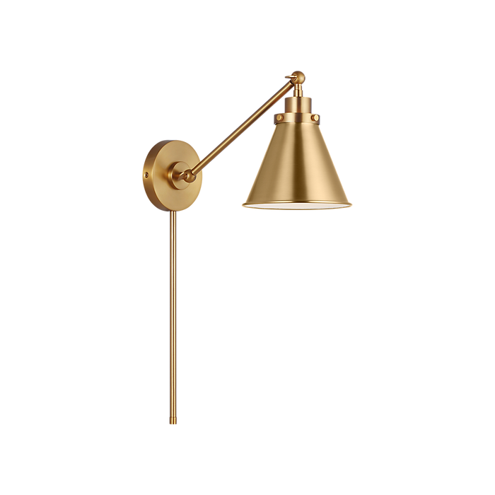 Generation Lighting Wellfleet One-Arm Cone Sconce In Burnished Brass with Burnished Brass Shade (CW1121BBS)