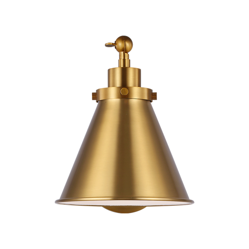 Generation Lighting Wellfleet One-Arm Cone Sconce In Burnished Brass with Burnished Brass Shade (CW1121BBS)