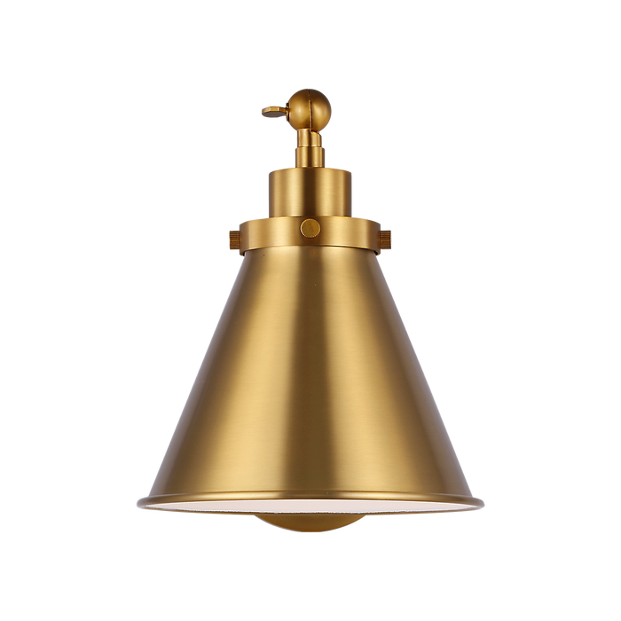 Generation Lighting Wellfleet One-Arm Cone Sconce In Burnished Brass with Burnished Brass Shade (CW1121BBS)