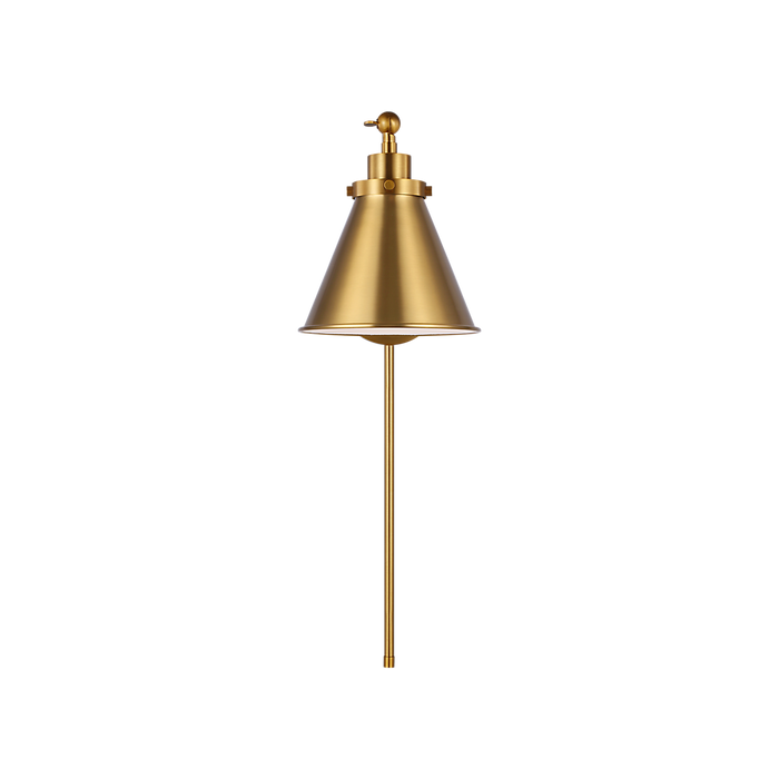 Generation Lighting Wellfleet One-Arm Cone Sconce In Burnished Brass with Burnished Brass Shade (CW1121BBS)